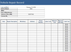 free printable vehicle maintenance and service record templates excel