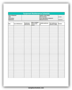 free sample machinery maintenance record template sample