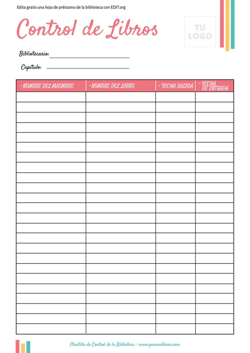 free sample personal library lending record tracking template doc