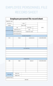 free sample personal records organizer template excel