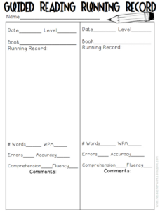 free sample running record template early childhood excel