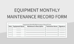 free sample work equipment maintenance records template word