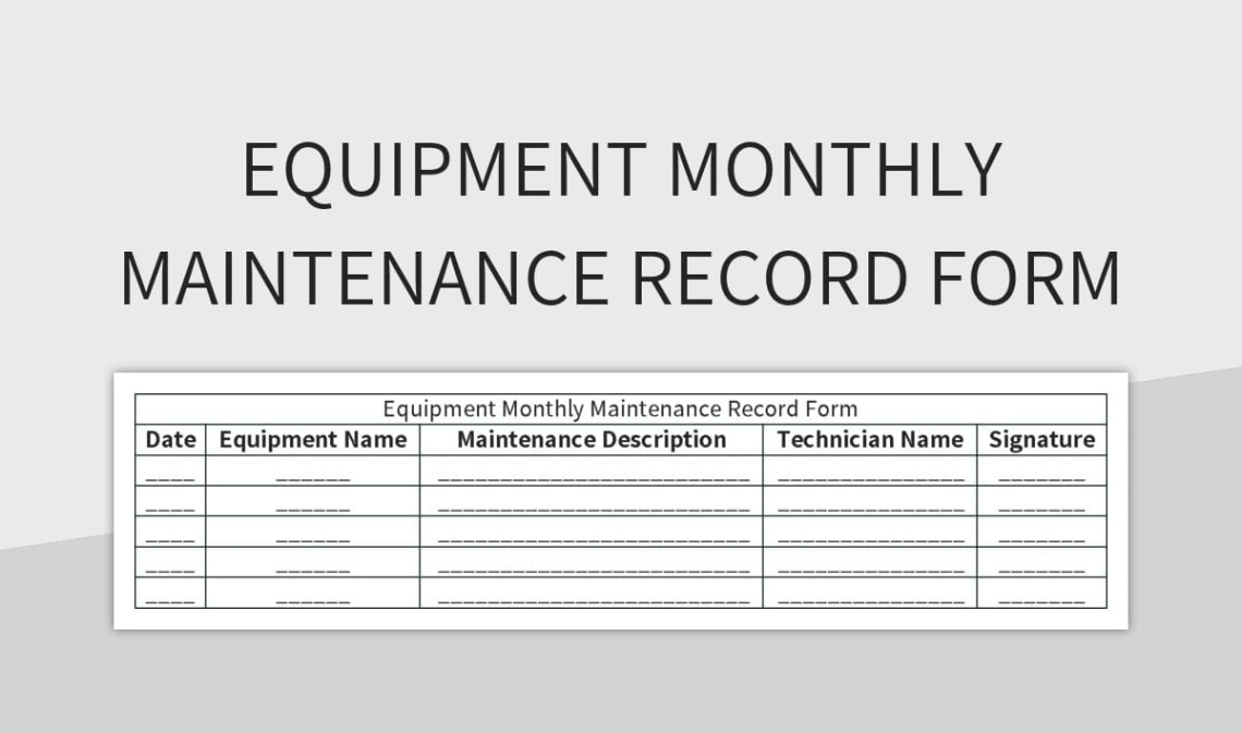 free sample work equipment maintenance records template word