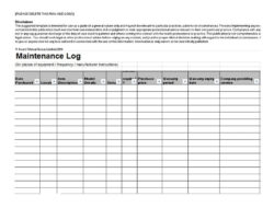 machinery maintenance record template excel