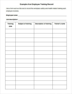 printable bar staff training record template word