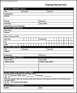 printable employee payroll record template doc