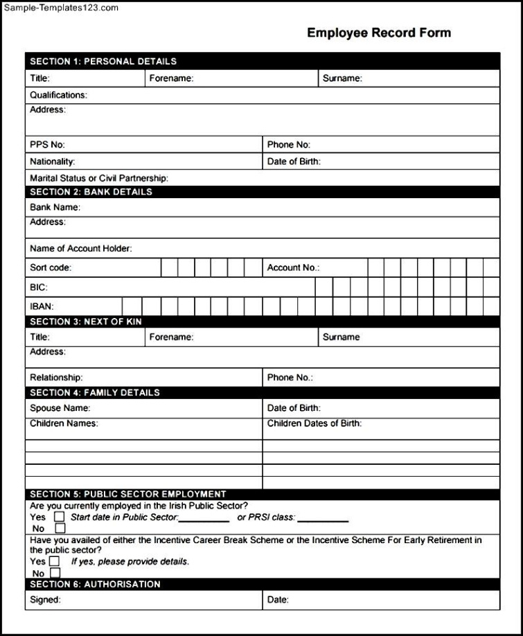 printable employee payroll record template doc