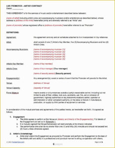 printable independent record label contract template doc