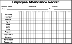 printable monthly employee attendance record template excel