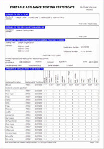 printable pat testing record sheet template