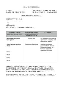 sample mental health nursing process recording template