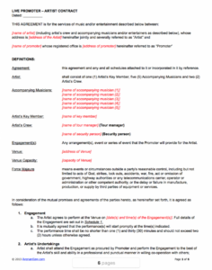 sample music record label contract template excel