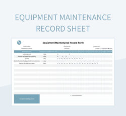 sample work equipment maintenance records template excel