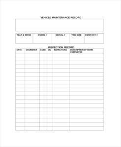 vehicle maintenance and service record template doc