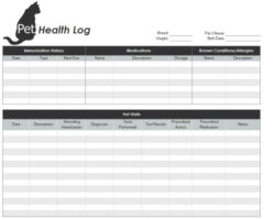 blank cat health record template