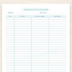 blank dog immunization record template excel