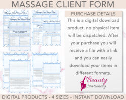 blank massage client record card template example