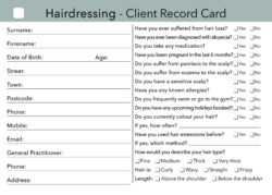 editable beauty salon client record card template