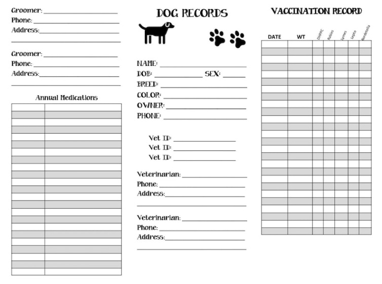 free blank dog training record template sample