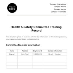 free blank health and safety training record template excel