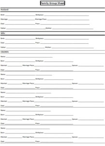 free editable family group record template excel