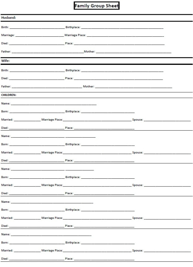 free editable family group record template excel