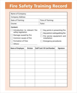 free editable health and safety training record template sample