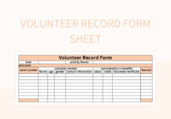 free printable record of volunteer hours template