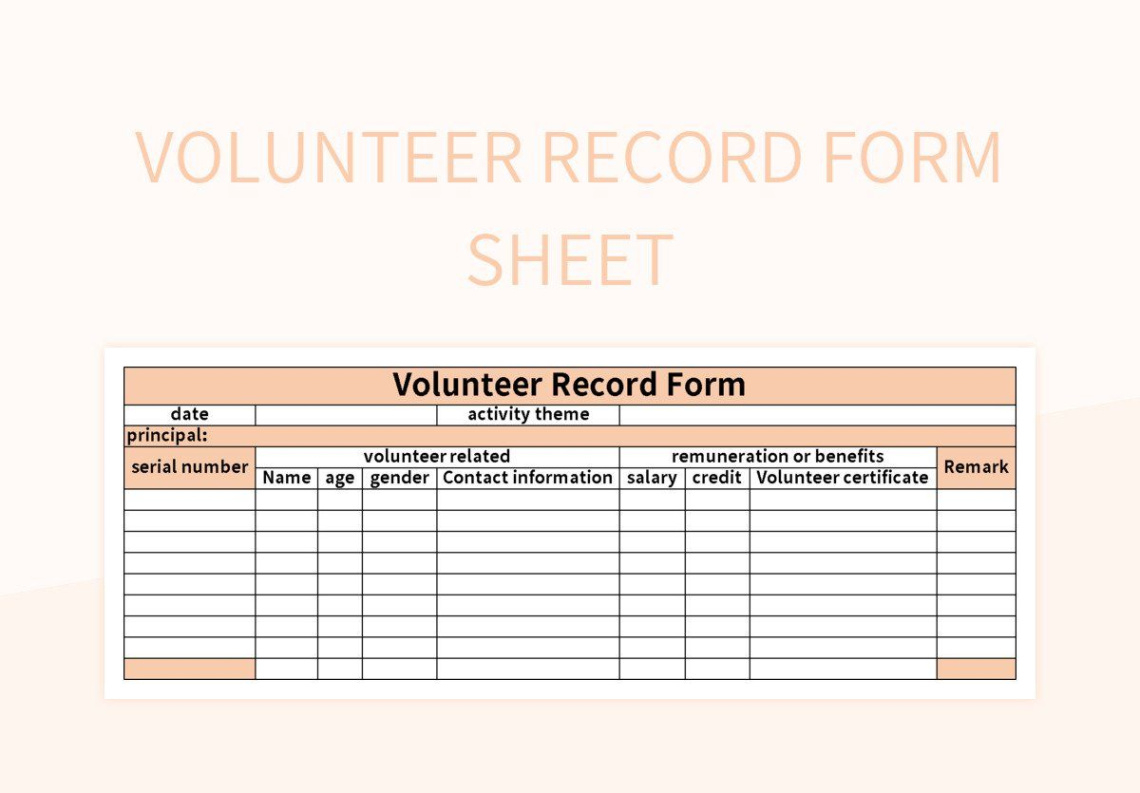 free printable record of volunteer hours template