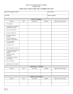 individual training record template sample