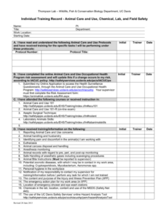 laboratory training records template word