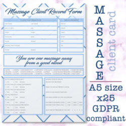 massage client record card template example