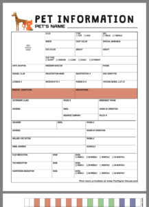 printable cat health record template excel