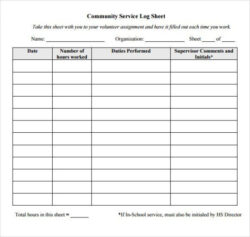 printable record of volunteer hours template doc