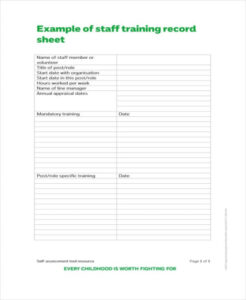 sample group training record template example