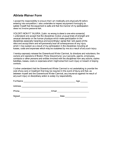 athlete waiver form editable template  airslate signnow activity waiver and release form template