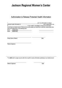 editable authorization to release protected health information printable pdf authorization for release of protected health information template word