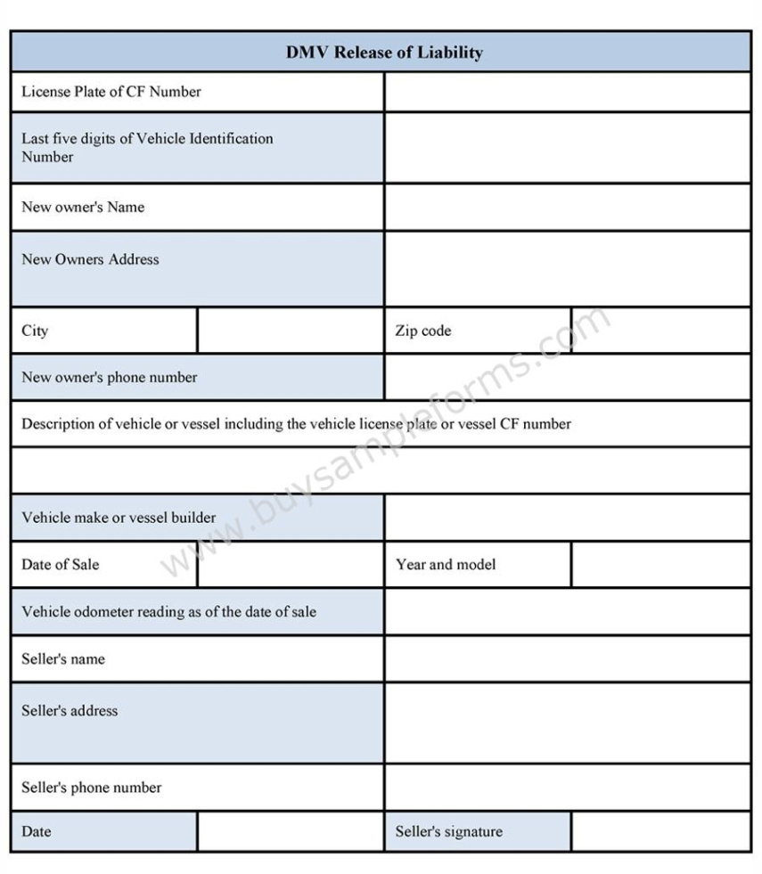 editable dmv release of liability form  sample forms vehicle release of liability template pdf