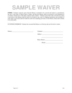 editable free printable liability waiver form template form generic release from liability form template word