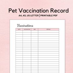 editable pet vaccination record template pdf