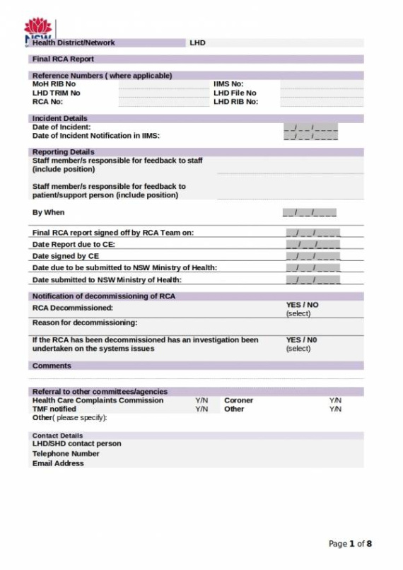 editable rca root cause analysis template rca root cause analysis template sample