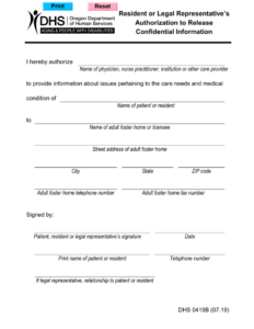 form dhs0419b  fill out sign online and download fillable pdf oregon  templateroller authorization to release confidential information template word