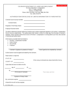 form wc190  fill out sign online and download fillable pdf colorado authorization to release information to a third party form template doc