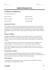 free dmv release of liability forms  editable vehicle release of liability template excel