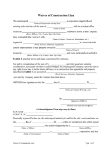 free printable lien release form construction  printable forms free online final release of lien template