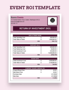 free roi templates return on investment analysis template example