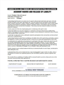 printable accident waiver template auto accident release form template sample