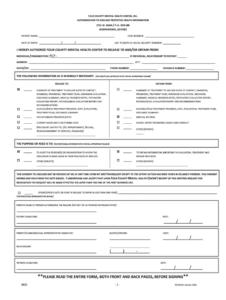 printable fillable online release of information form  for pcp  four county release of information form mental health template pdf