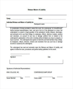 printable free 10 sample waiver of liability forms in pdf  ms word activity waiver and release form template excel