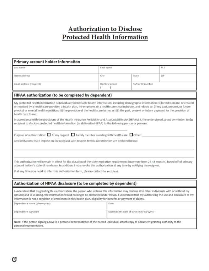 printable free medical records release authorization forms  pdf  word authorization for release of protected health information template example